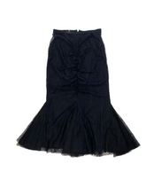 Pinko black ruched lace midi skirt